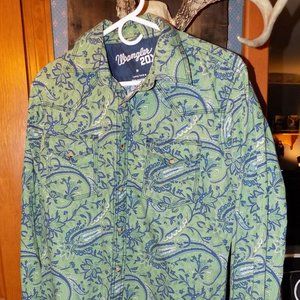 Wranger Snap Button Down Shirt Medium Paisly
